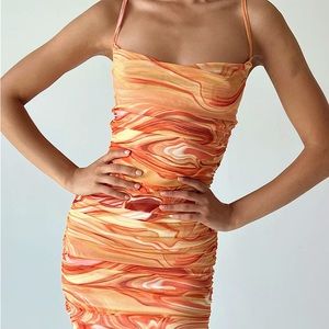 Orange Swirl Mini Dress